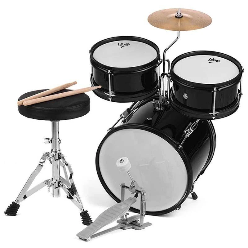 3 dalių vaikiškų būgnų komplektas V-TONE VD JUNIOR, juodas