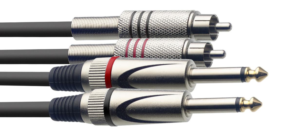 Audio kabelis Stagg 2 x 6.35mm Jack TRS - 2 x RCA 1.5m