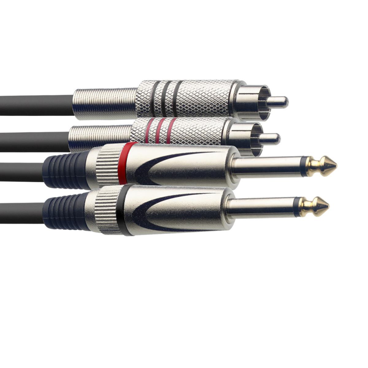 Audio kabelis Stagg 2 x 6.35mm Jack TRS - 2 x RCA 1.5m