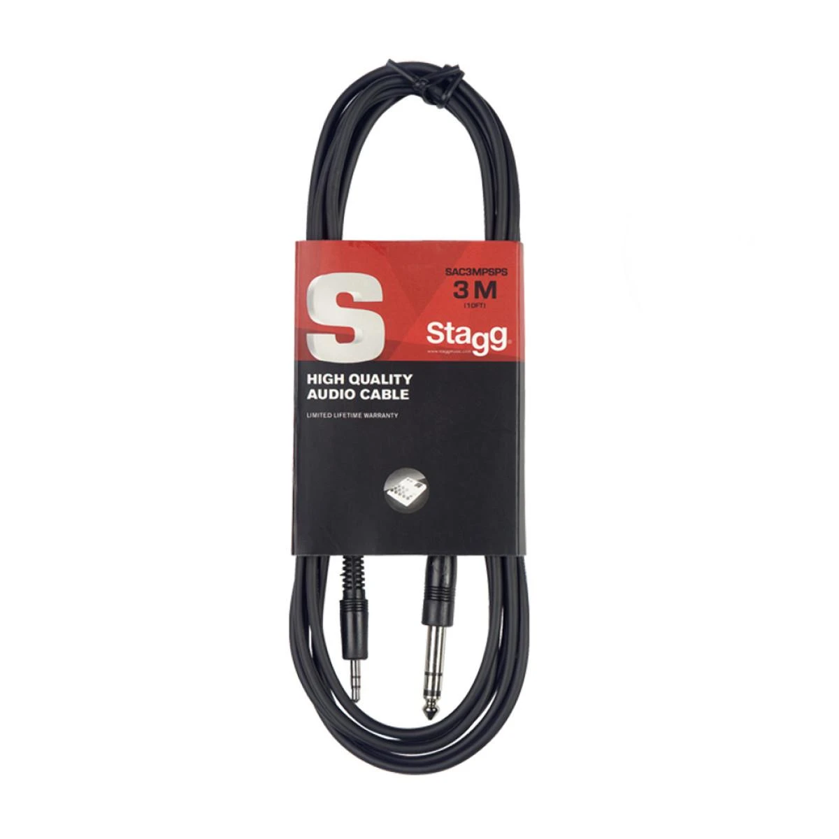 Audio kabelis Stagg 3.5mm miniJack AUX TRS - 6.35mm Jack TRS 3m