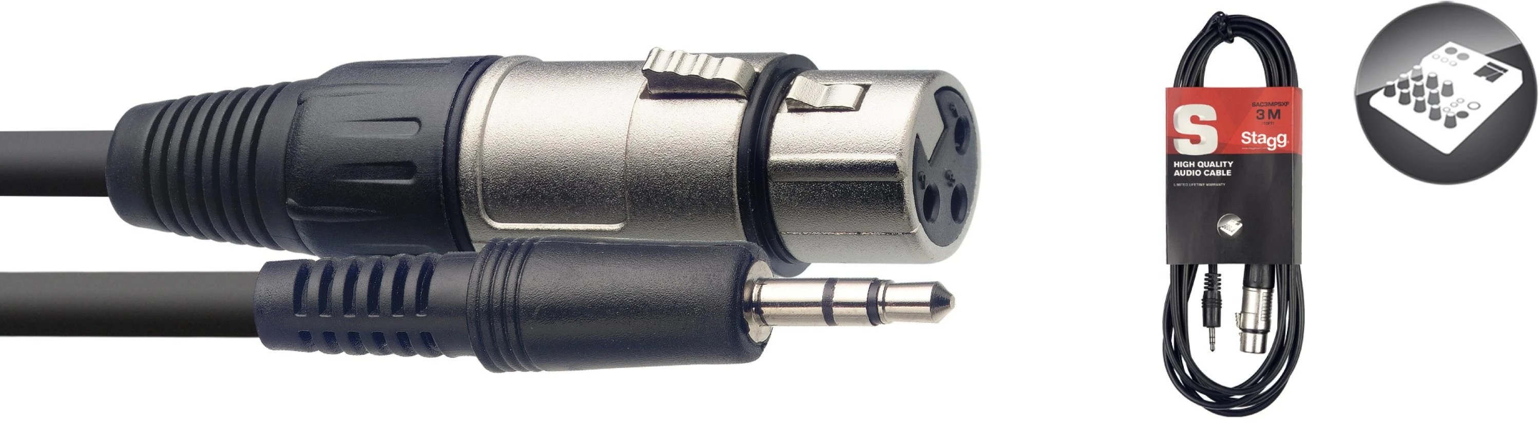 Stagg 3,5 mm miniJack TRS kabelis - XLR/f 3m