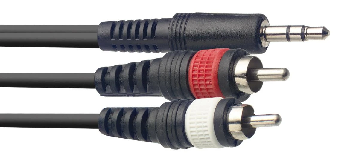 Audio kabelis Stagg 3.5mm TRS - 2 x RCA 1m