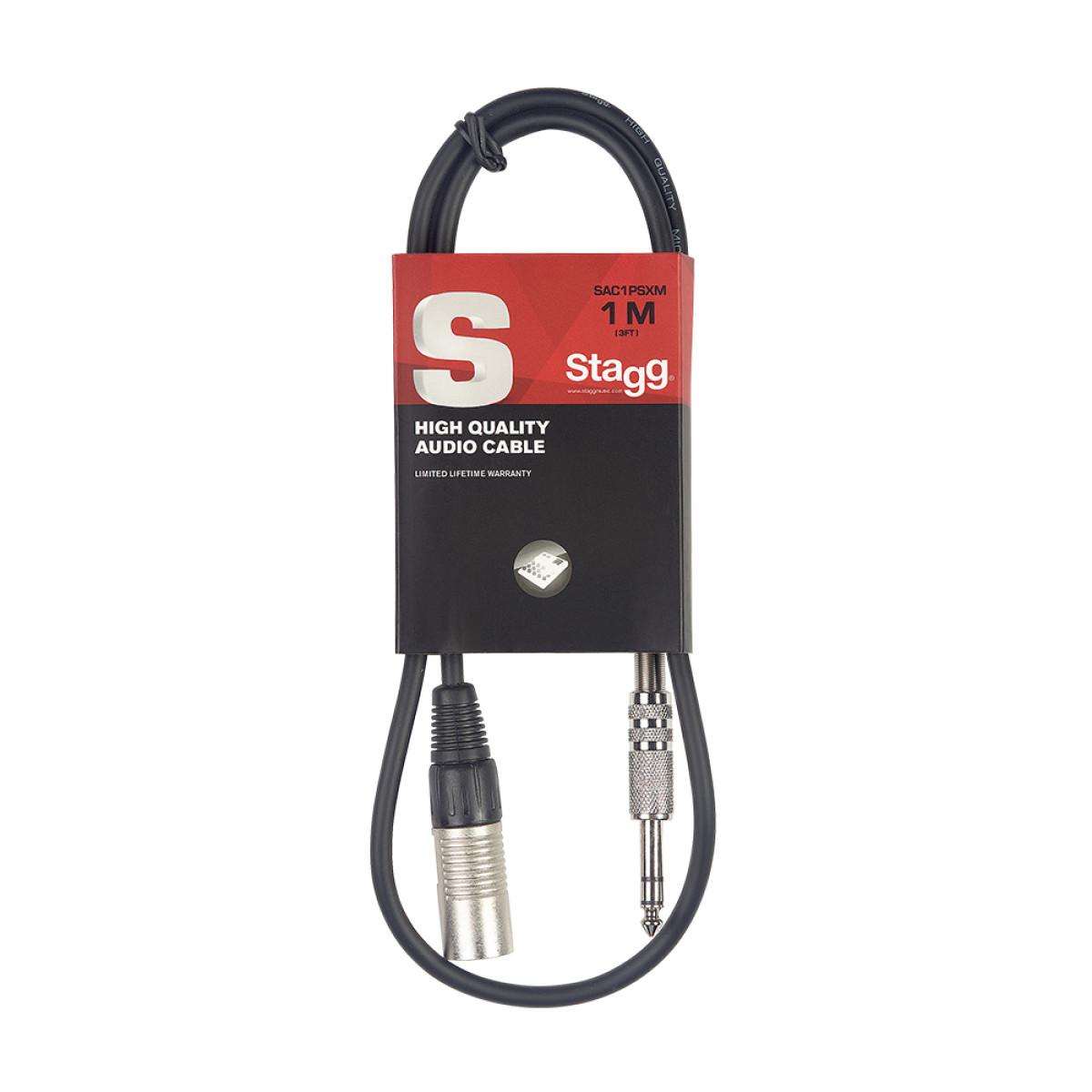Audio kabelis Stagg 6.35mm Jack TRS - XLR/m 1m