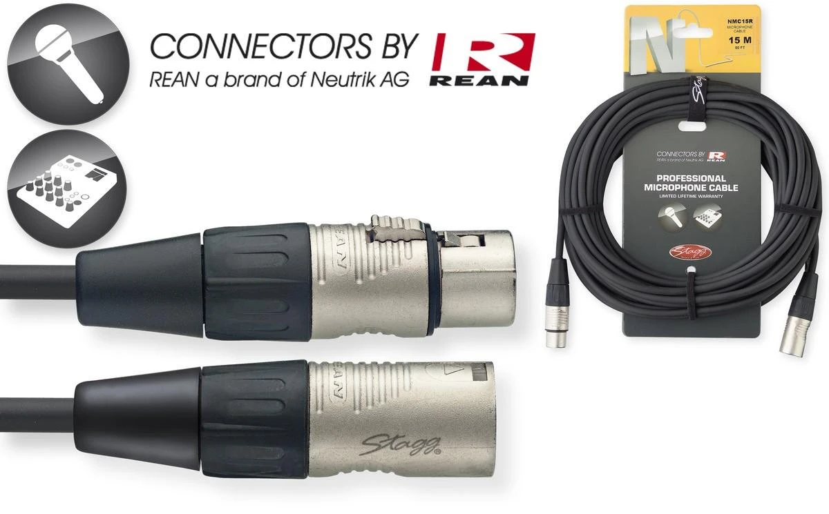 Audio kabelis Stagg NMC15R, 15m