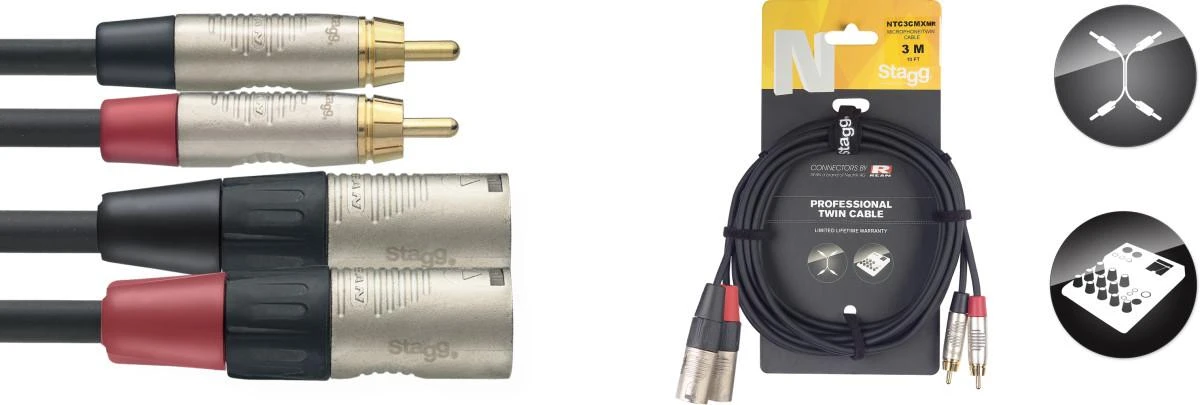Audio kabelis Stagg NTC3CMXMR, 3m