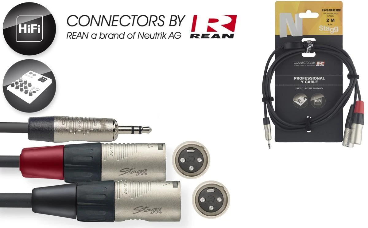 Audio kabelis Stagg NYC2/MPS2XMR, 2m