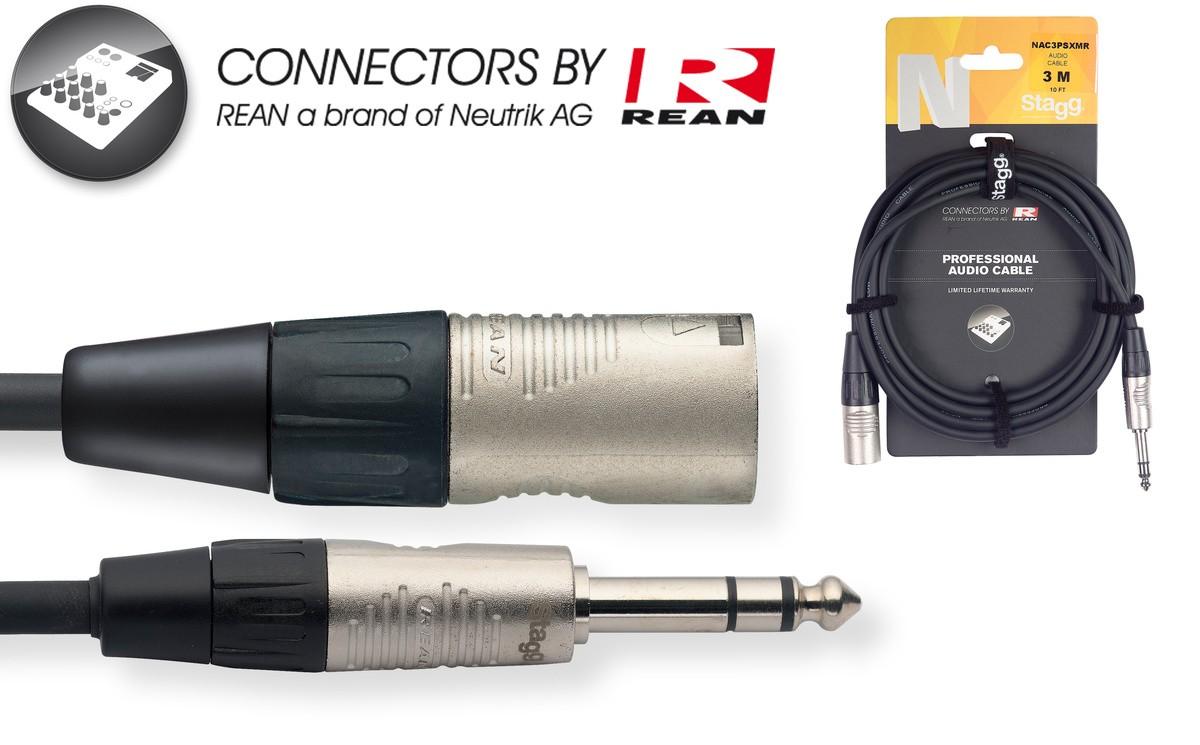 Audio kabelis Stagg REAN 6.35mm Jack TRS - XLR /m 3m