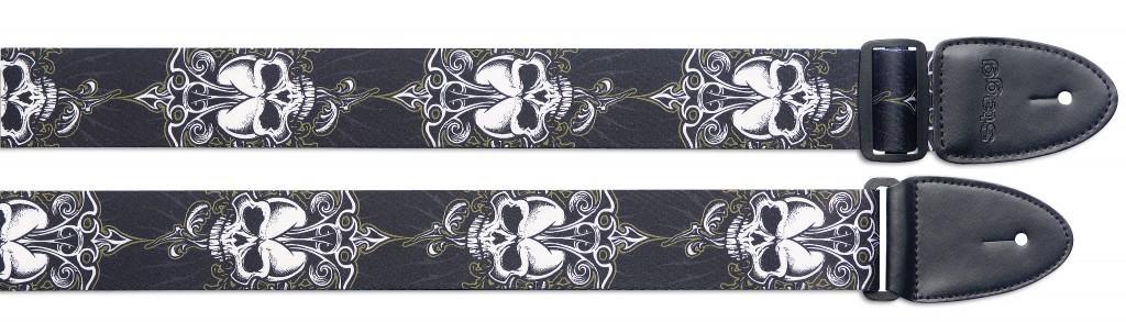 Diržas gitarai Stagg STE Juodas SKULL