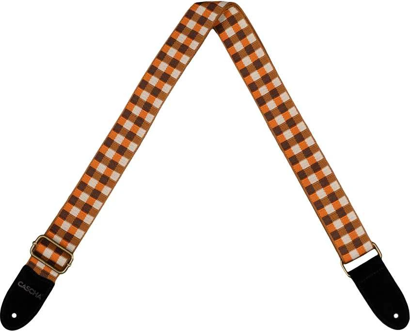 Diržas ukulelei Cascha Jacquard - Checker Oranžinis CUS-JW4