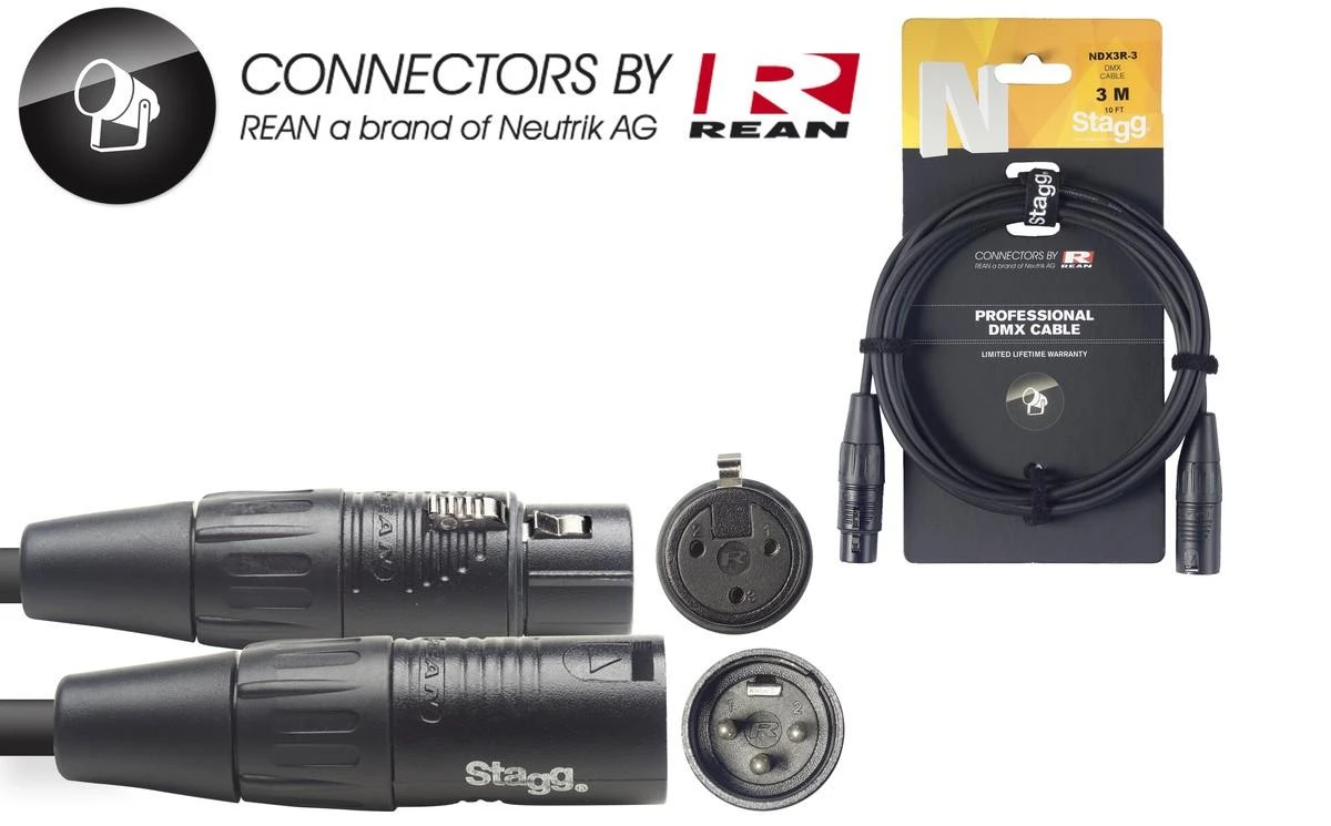 DMX kabelis Stagg NDX3R-3, 3m