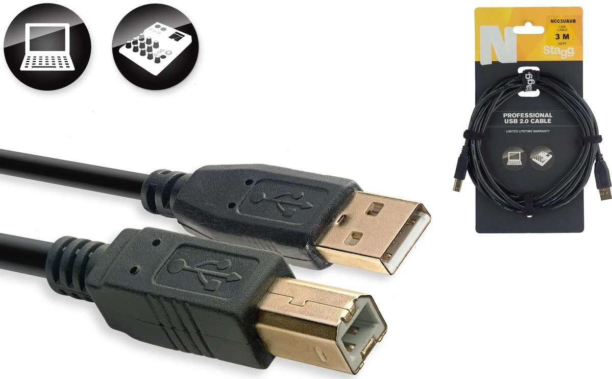 Duomenų kabelis Stagg USB-A/m - USB-B/m, 3m
