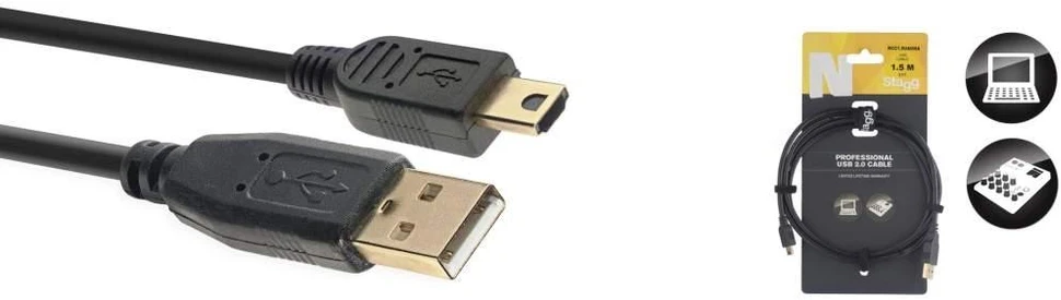 USB 2.0 kabelis A/A mini (m/m) Stagg NCC1,5UAUNA, 1,5 m