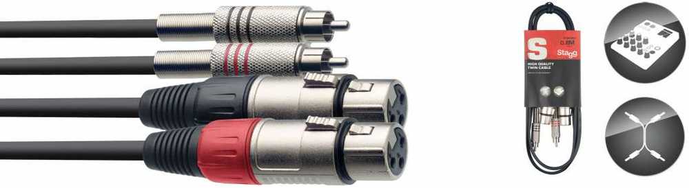 Dvigubas kabelis XLR/RCA (f/m) Stagg STC060CMXF, 60 cm