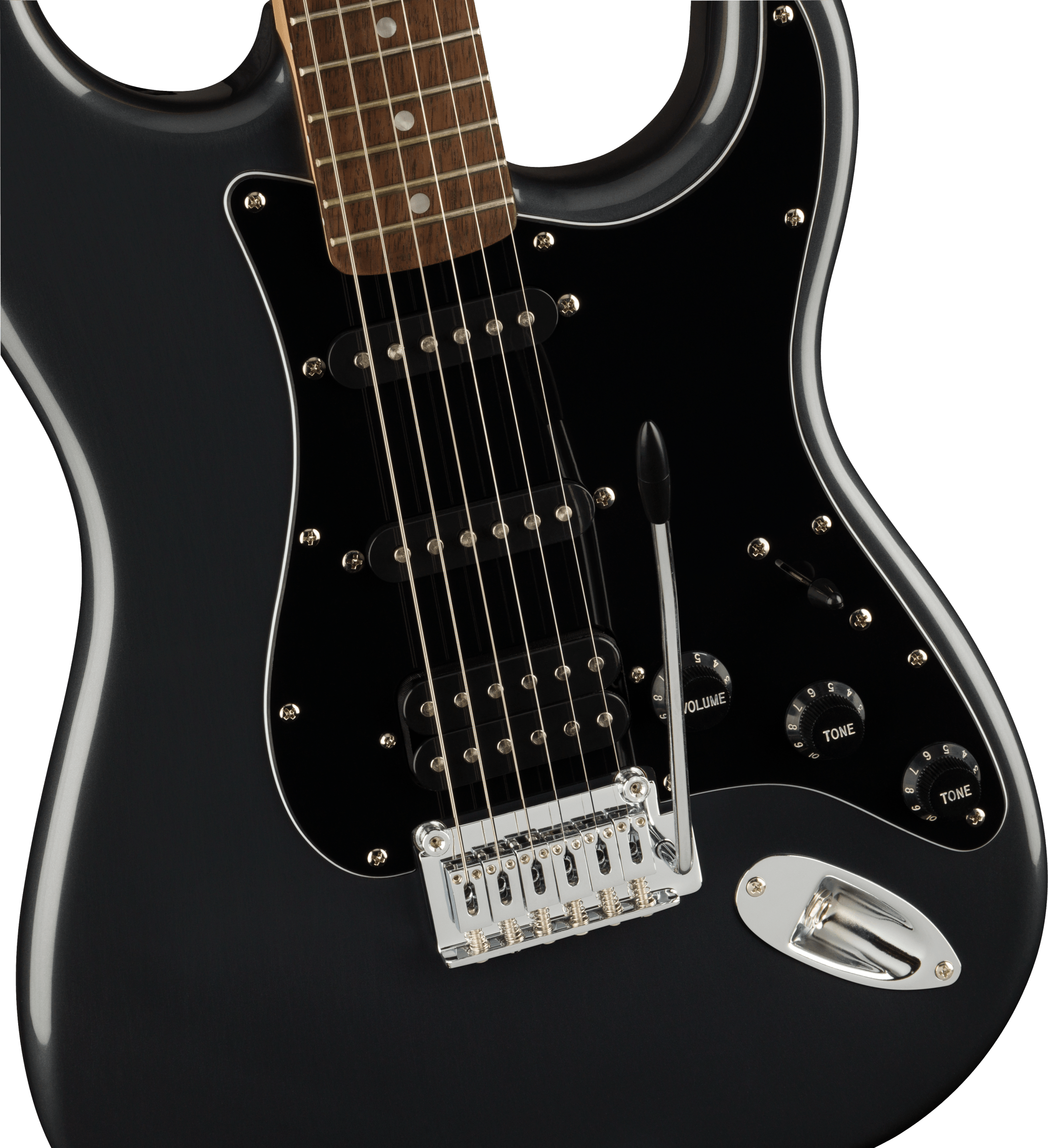 Squier Elektrinės gitaros komplektas Fender Affinity Strat HSS + Frontman 15G, anglies spalva