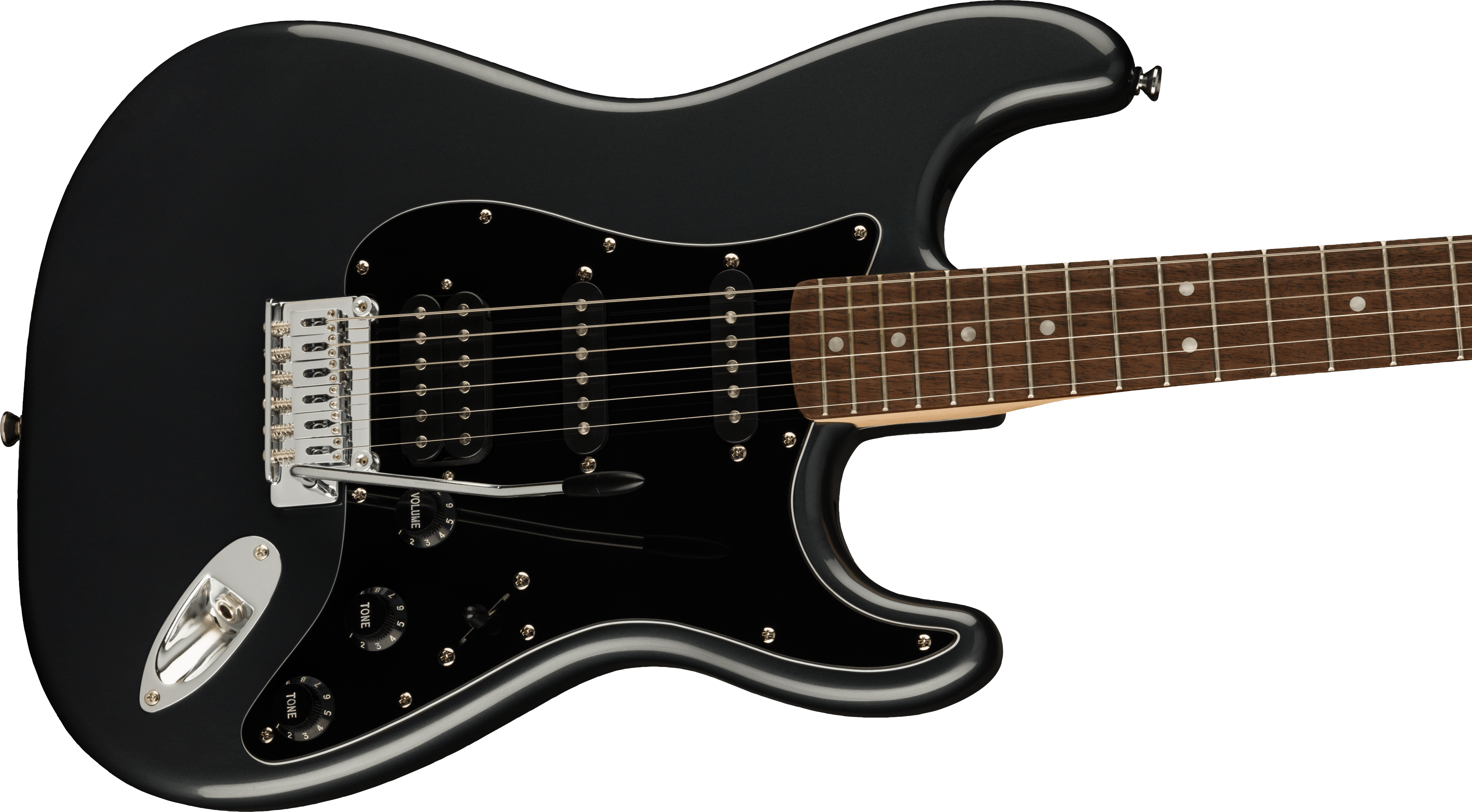 Squier Elektrinės gitaros komplektas Fender Affinity Strat HSS + Frontman 15G, anglies spalva