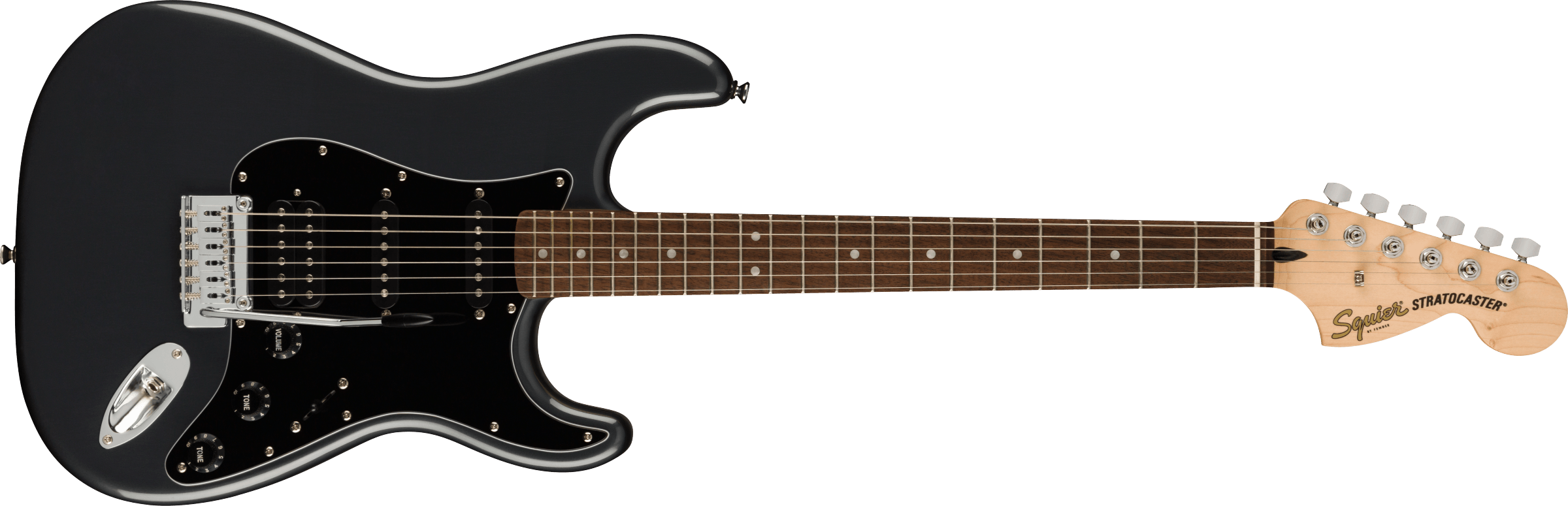 Squier Elektrinės gitaros komplektas Fender Affinity Strat HSS + Frontman 15G, anglies spalva