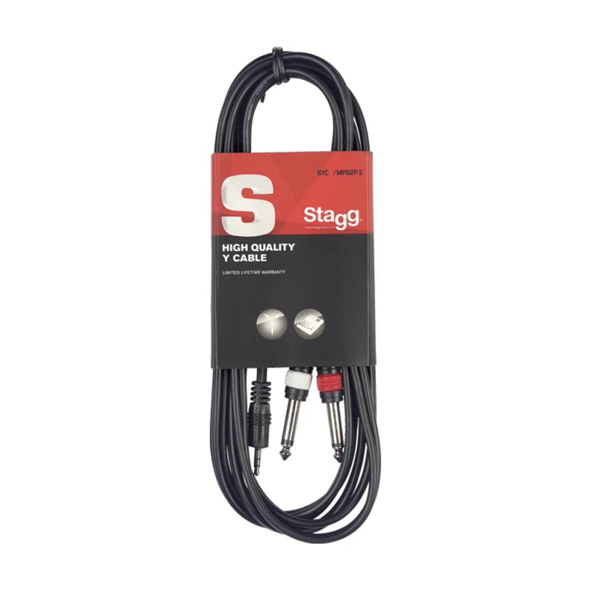 Kabelis 3.5mm Minijack stereo - 2x6.3 Jack 2m Stagg SYC2/MPSB2P E