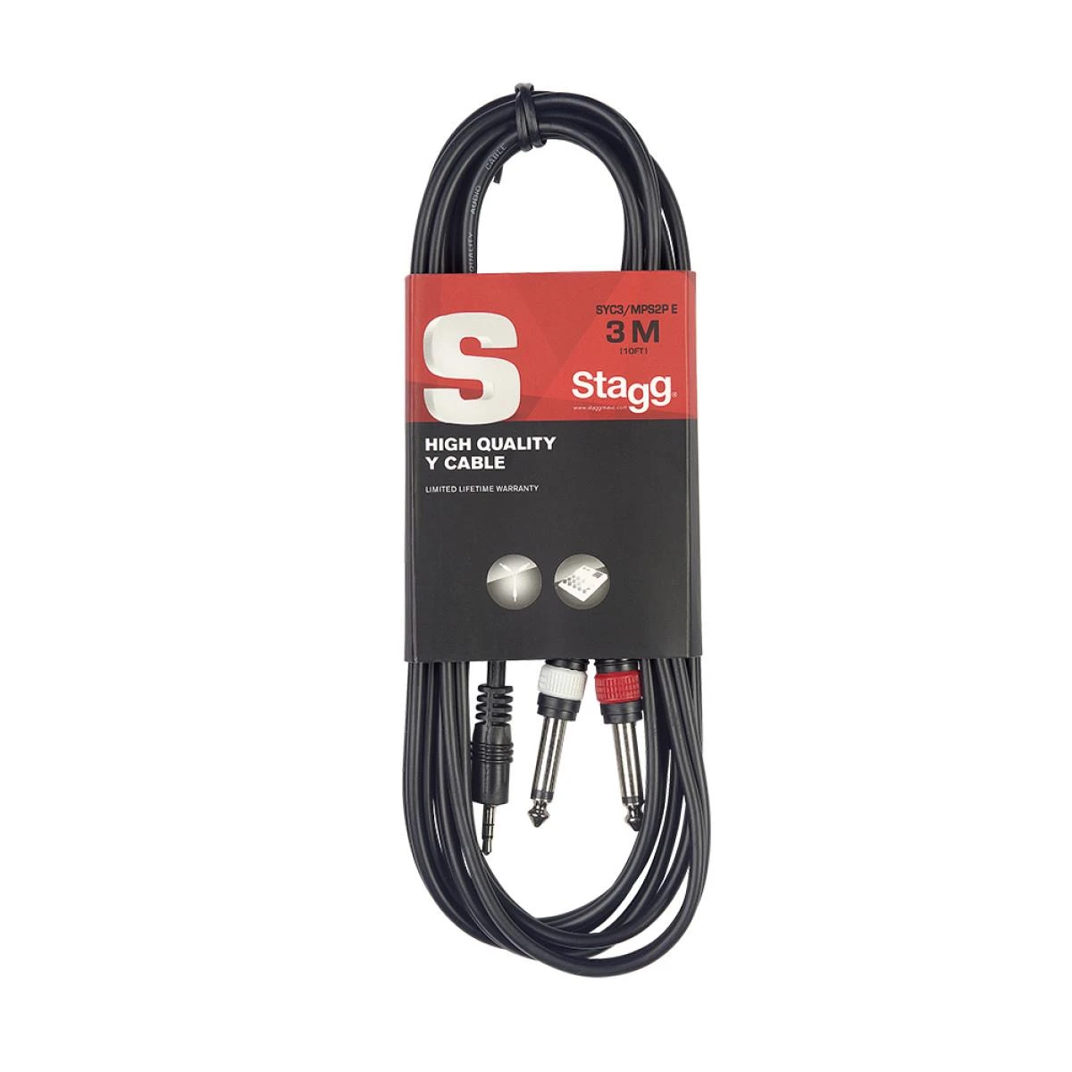Kabelis 3.5mm Minijack stereo - 2x6.3 Jack 3m Stagg SYC3/MPSB2P E