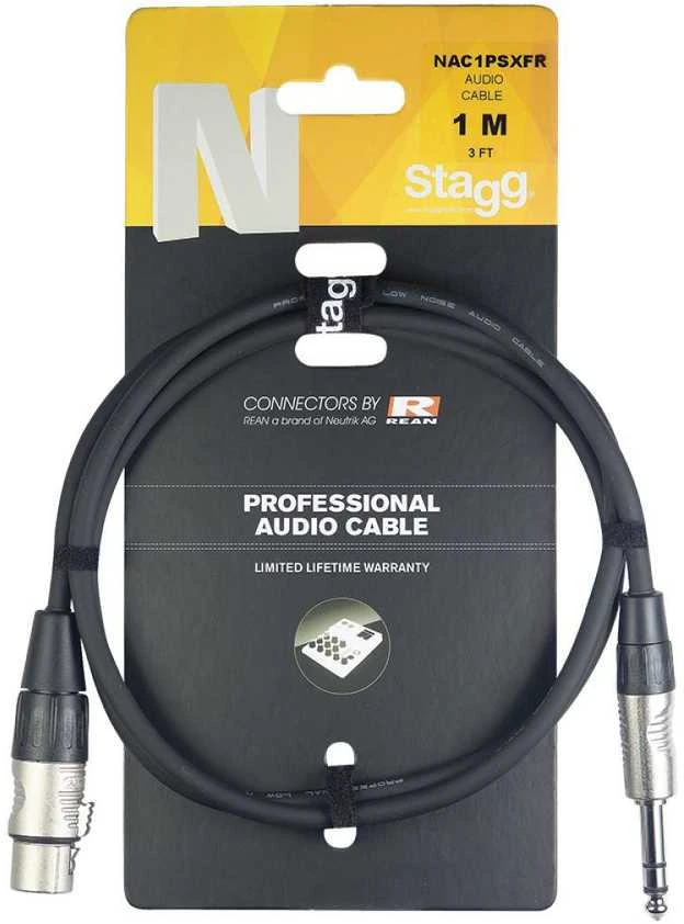 Kabelis Stagg REAN XLR/f - 6.35mm Jack TRS 1m