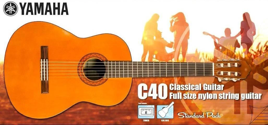 Klasikinės gitaros komplektas Yamaha C40 4/4 (gitara, derintuvas, dėklas)
