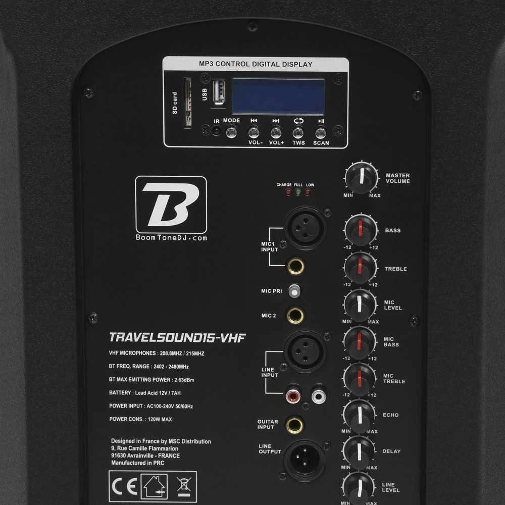 Nešiojama garso sistema BoomTone DJ TRAVELSOUND15-VHF