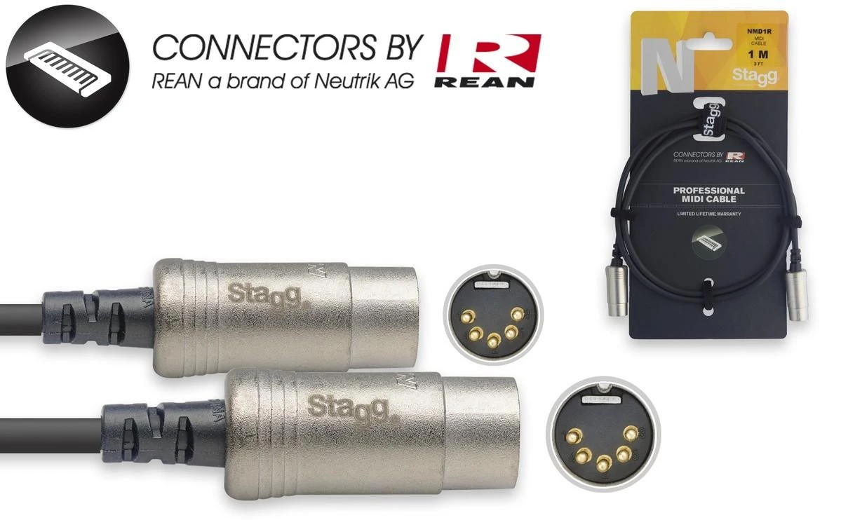 MIDI kabelis Stagg NMD1R, 1m