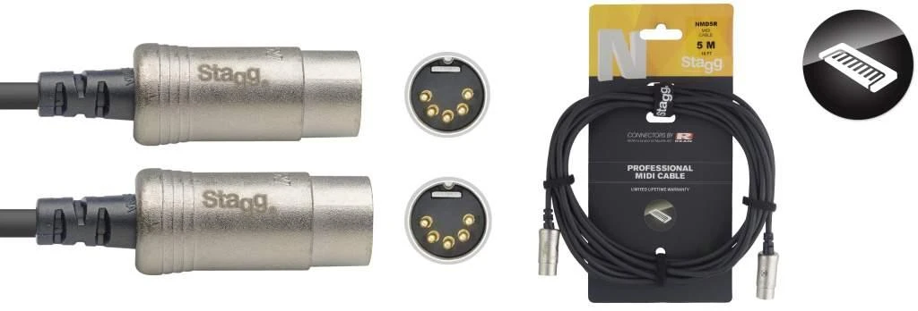 MIDI kabelis Stagg NMD5R, 5 m