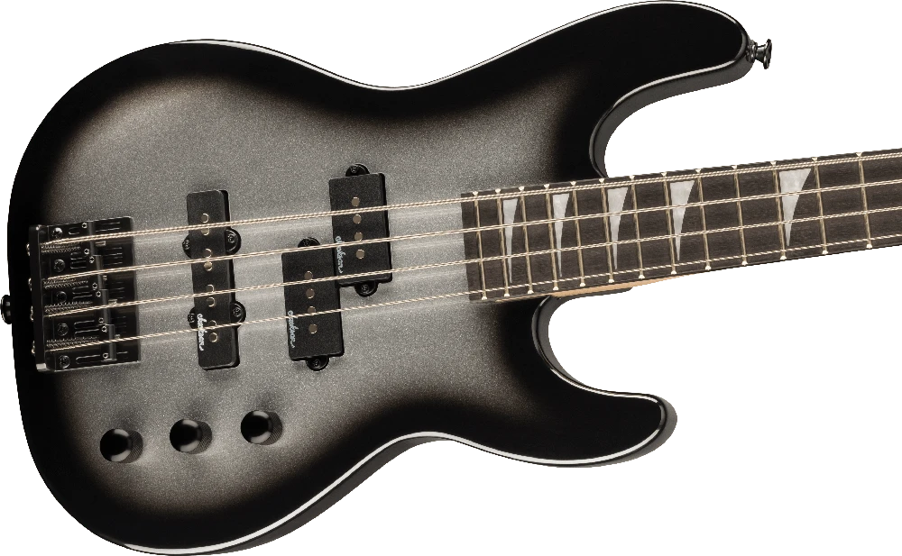 Pamažinto dydžio bosinė gitara Jackson JS Concert Bass Minion JS1X, sidabrinė