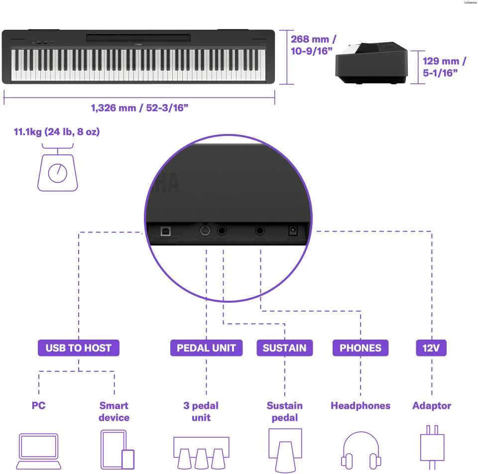 Skaitmeninis pianinas Yamaha P-145BT, juodas