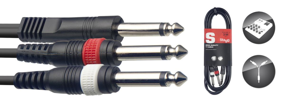 Stagg Kabelis 2x JACK/m - Jack mono 3m