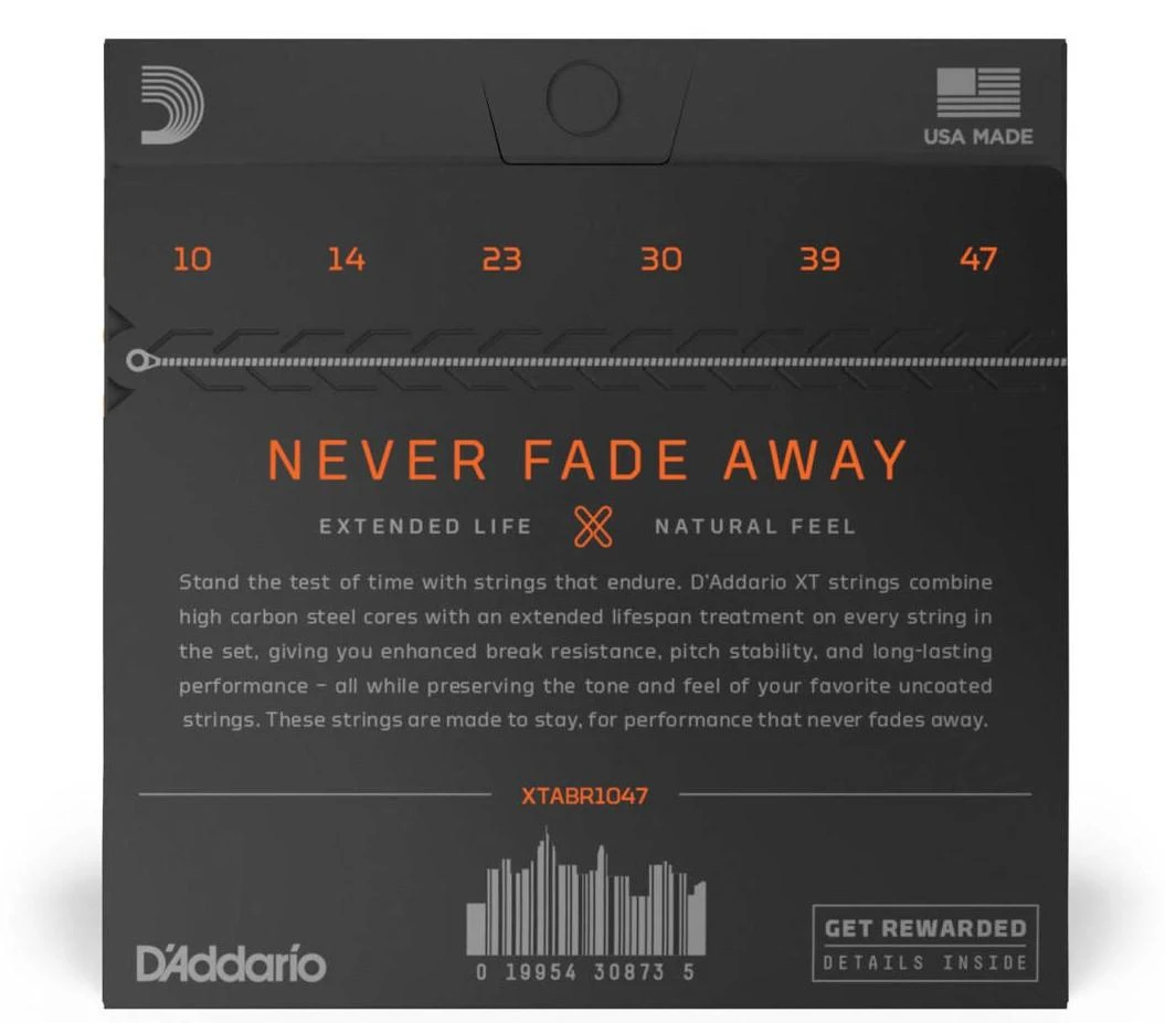 Stygos akustinei gitarai D'Addario XTABR1047