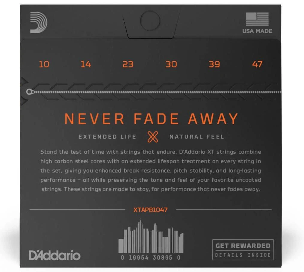 Stygos akustinei gitarai D'Addario XTAPB1047 Phosphor Bronze