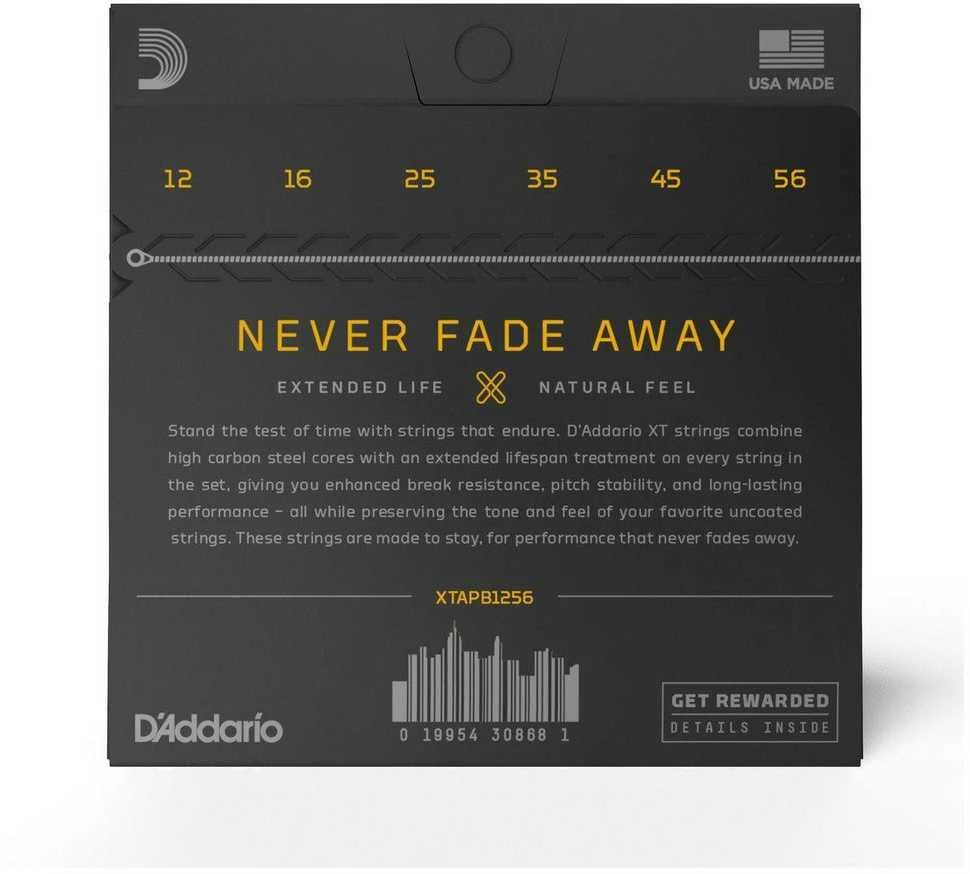 Stygos akustinei gitarai D'Addario XTAPB1256 Phosphor Bronze