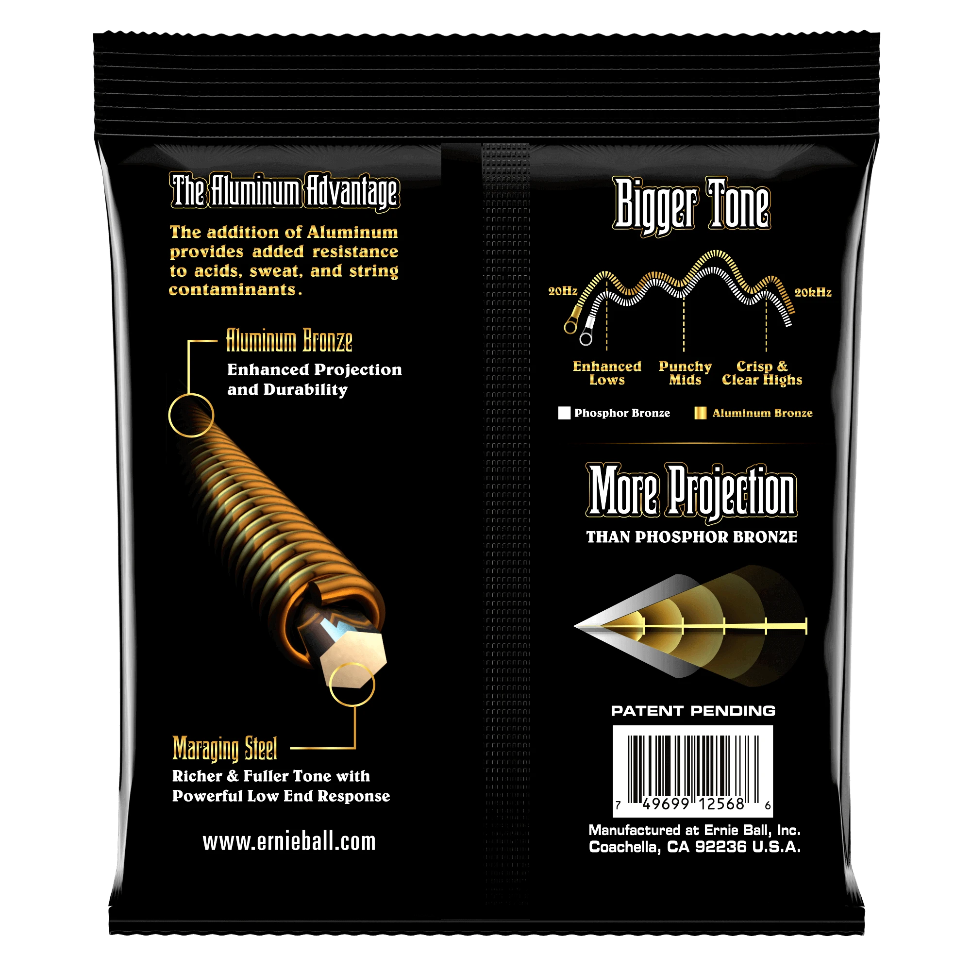 Stygos akustinei gitarai Ernie Ball 2568 Aluminum Bronze 11-52