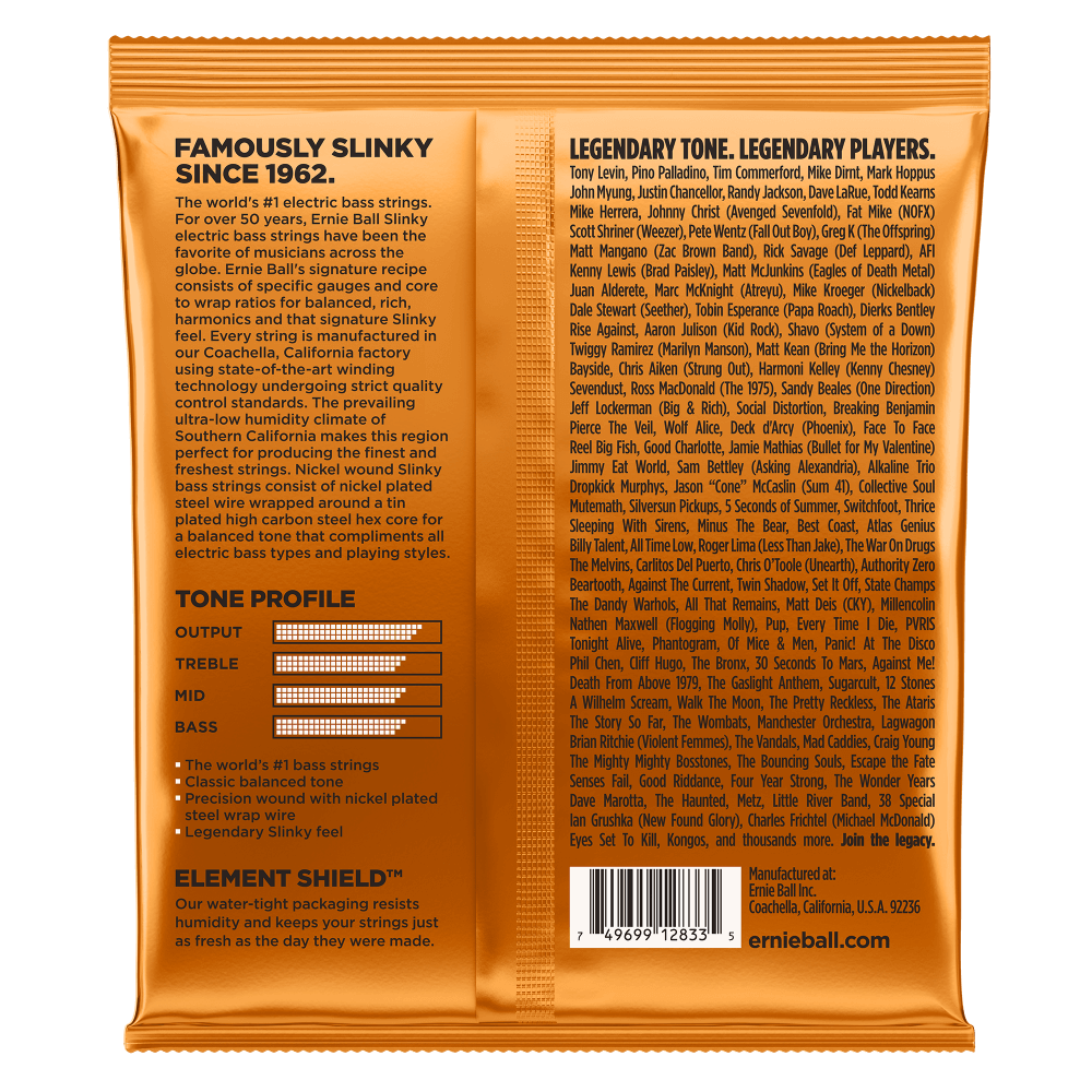 Stygos bosinei gitarai Ernie Ball 45-105 (Hybrid Slinky Wound)