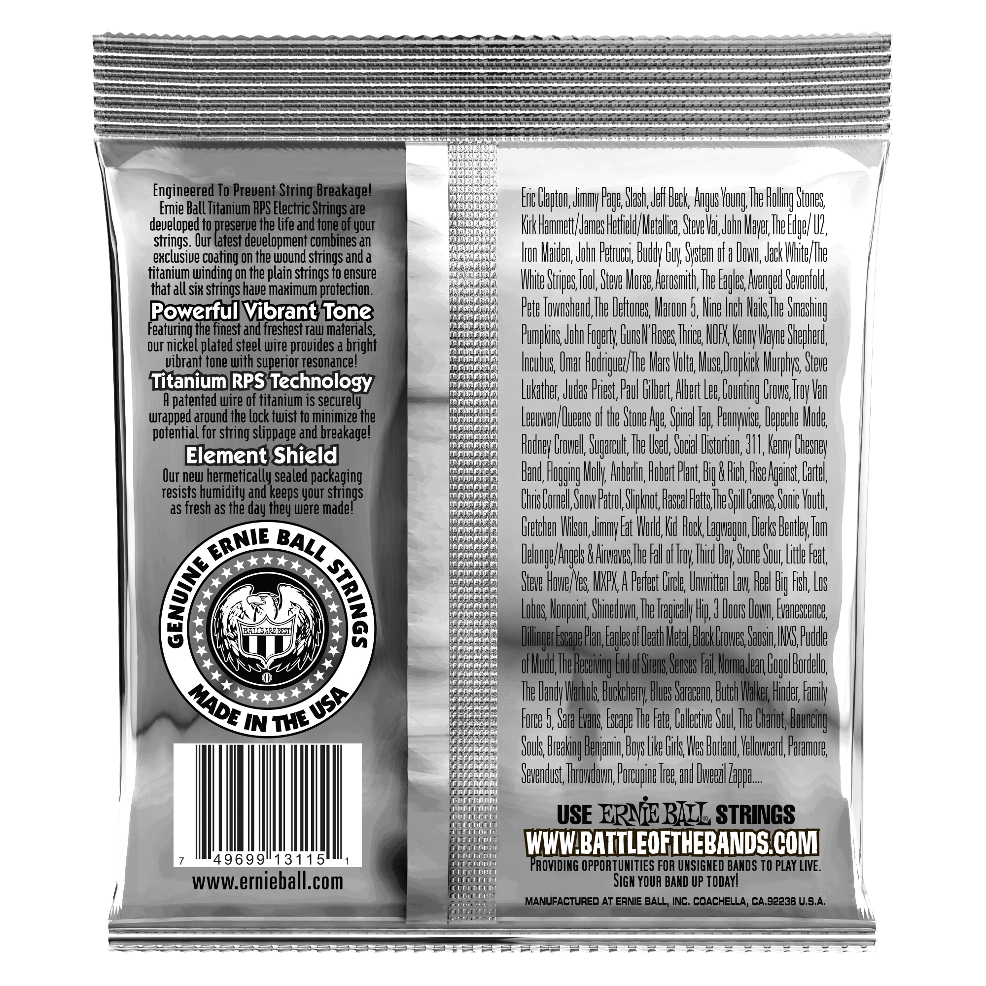 Stygos el. Gitarai Ernie Ball Skinny Top Heavy Bottom Slinky Dengtas Titanium 10-52