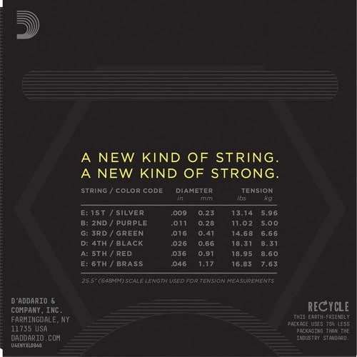 Stygos elektrinei gitarai D'Addario NYXL0946