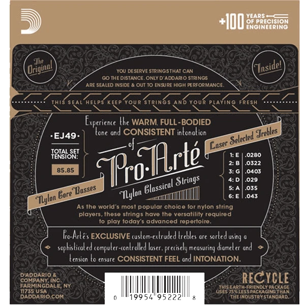 Stygos klasikinei gitarai D'Addario Pro Arte EJ49 Normal Tension