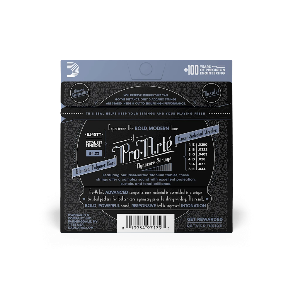 Stygos klasikinei gitarai D'Addario Pro-Arté Dynacore EJ45TT .028