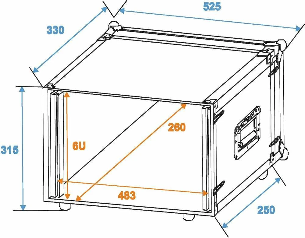 Transportavimo dėžė ROADINGER Effect Rack CO DD, 6U, 24cm