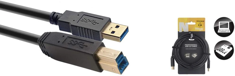 USB 3.0 kabelis A/B (m/m) Stagg NCC5U3AU3B, 5 m