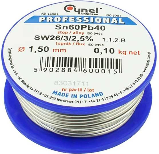 9634# Lydmetalis Cynel 1.5mm/100g Sn60Pb40