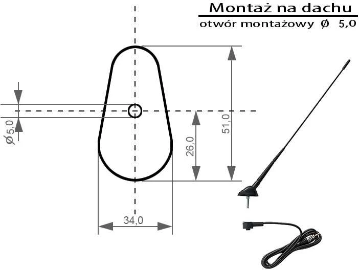 BLOW FMD360 antenos techninis brėžinys