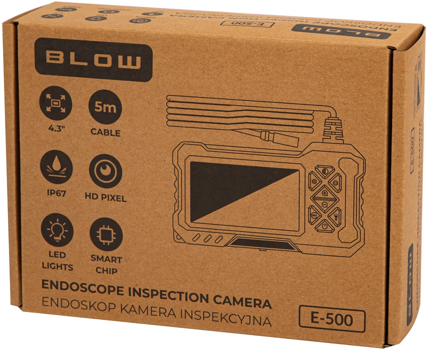 Blow Endoskopo vieno objektyvo kamera 8 mm 5 m LCD 4.3 E-500