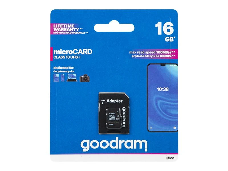 Swirl® GoodRam Atminties kortelė MICRO CARD cl 10 UHS I, 16GB + adapteris