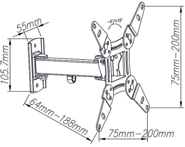 Blow LCD televizoriaus laikiklis WS102 10 "- 37" VESA 25kg - su jungtimi