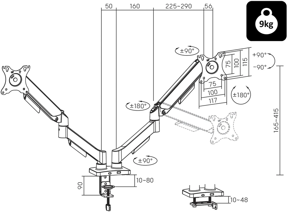 Blow Televizoriaus LCD HQ 17"-32" stalo laikiklis su dviguba jungtimi
