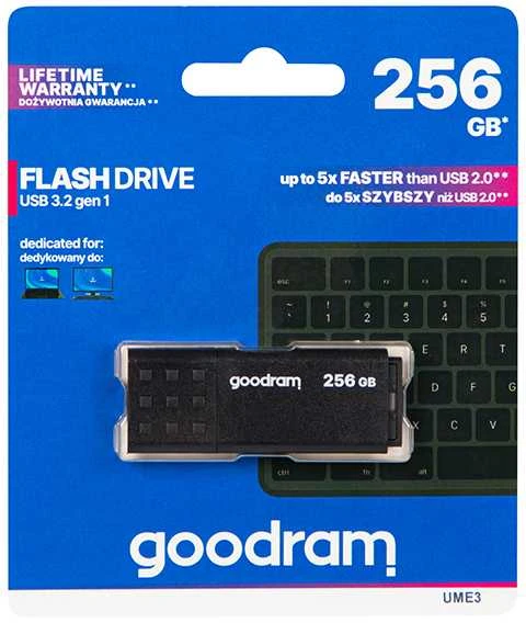 Pendrive Goodram USB 3.2 laikiklis 256 GB juodas