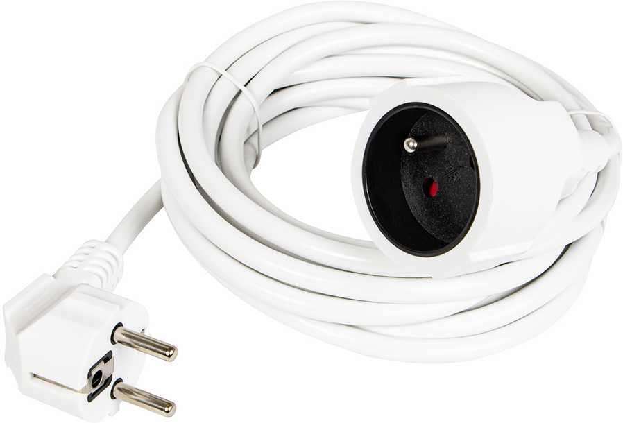 Blow PR-160 prailgintuvas, 1 lizdas su įžeminimu, 5 m, baltas (3x1.5 mm)