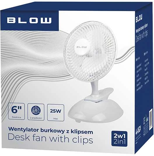 Stalinis ventiliatorius 6"/15cm Klips 25W 2w1 Baltas
